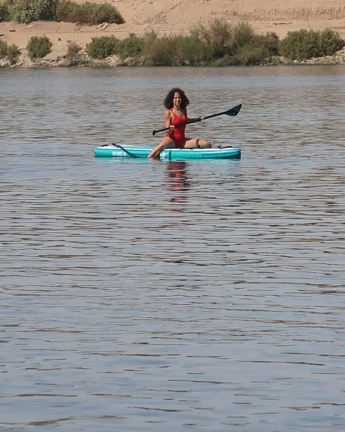 A paddler gliding on the Nile in Aswan